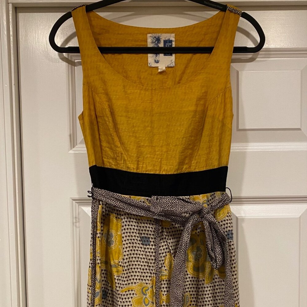 Anthropologie Sleeveless Dress Blooming Goldenrod